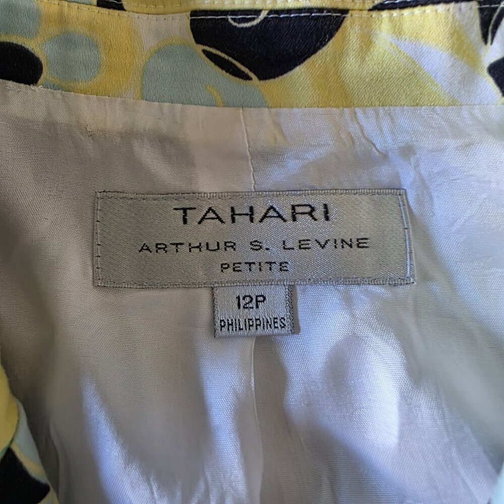 Tahari Arthur S. Levine Vintage Floral Blazer 12P Blue Yellow Botanical Cotton - Picture 4 of 16